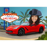 Woman in Red Car - Las Vegas