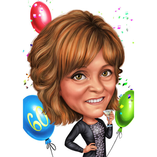 Mommy Birthday Caricature Gift in Color Style from Photo