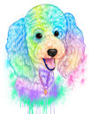 Poodle Caricature Portrait from Photo in Delicate Pastel Watercolor Style