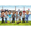 Groomsmen Caricature Drawing with Props