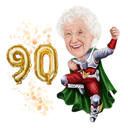 Caricatura de cumpleaños de 90 años