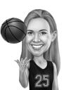Sport Basketball Girl Caricature Holding Ball
