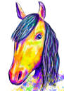 Акварельный портрет лошади с фотографий