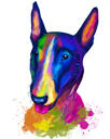 Custom Watercolor Bull Terrier Portrait from Photos