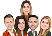 Guys and Girls Group Caricature in Color Style from Photos