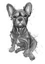 Holzkohle-Porträt der französischen Bulldogge