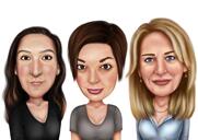 Cap și umeri personalizate Portret de caricatură feminină cu fundal într-o singură culoare