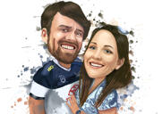 Caricature de couple avec des touches d'aquarelle