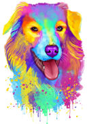 Deux+chiens+dans+la+t%C3%AAte+et+les+%C3%A9paules+Pastel+Aquarelle+Portrait+Peinture+Style+%C3%A0+partir+de+Photos