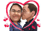 Tender Kiss Caricature: Head and Shoulders Body Type