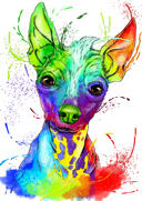 Portrait+de+dessin+anim%C3%A9+de+chat+noir+et+blanc+avec+fond+turquoise+dans+un+style+aquarelle