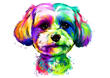 Koiran+piirustus+muotokuva+akvarelli+sateenkaarityyliin