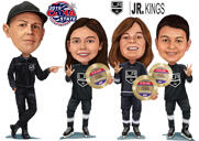 Карикатура команды в хоккейной форме
