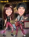 Caricature d'un couple de musiciens sur scène