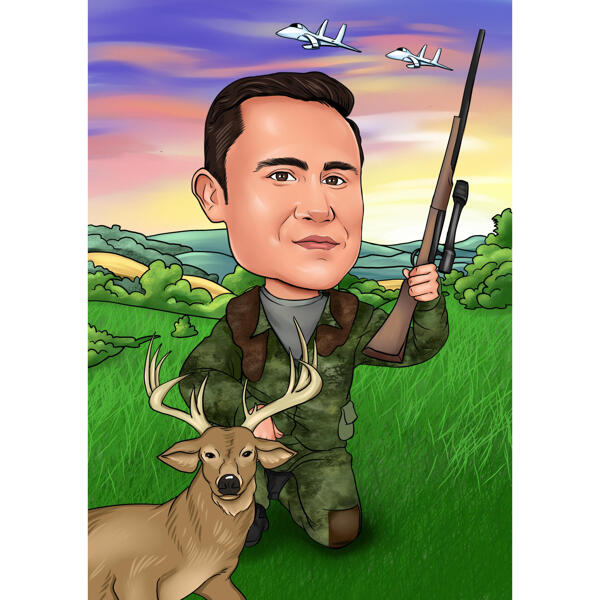 Father's Day Gift - Custom Father Hunter Caricature from Photo