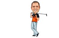 Full Body Golfer Cartoon Drawing