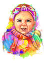 Retrato de bebê em aquarela