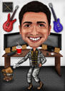 Kid with Guitar Colored Caricature for Music Lovers Gift