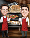 Chefs Cartoon Logo: Vaření Milovníci Vlastní kresba