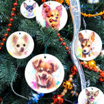 Akvarel hunde portræt ornamenter til jul