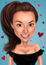Female Caricature Drawing with Hearts