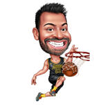 Exaggerated Basketball Player Caricature in Uniform