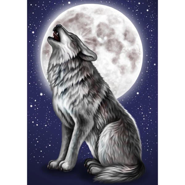 Wolf Caricature Portrait with Background