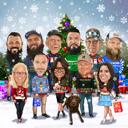 Caricature de Noël personnalisée d'une entreprise à partir d'une photo