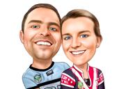 Two Persons Sport Caricature in Exaggerated Color Style from Photos