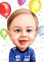 Caricatura personalizzata del ragazzo di compleanno da foto in stile colorato