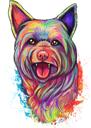 Yorkie hundkarikatyrporträtt i delikat akvarellpastellstil