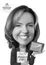 Person Caricature with Logo in High Exaggerated Black and White Style from Photo