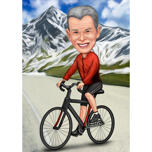 Caricature de cycliste dans les montagnes