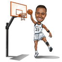 Full Body Basketball Player with Basket Caricature