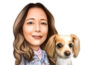 Sevimli Köpek Öpüşen Sahibinden Renkli Karikatür Fotoğraflardan
