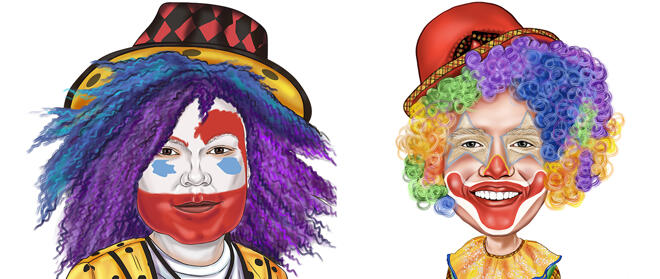caricatura de payaso dibujado a mano de fotos