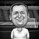 Sport Caricature with Stadium Background in Black and White Style