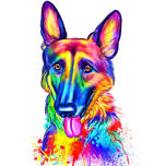 Regenbogen-Schäferhund-Porträt vom Foto für ausgefallene Geschenkidee