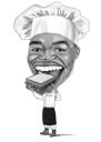 Full Body Chef tegneserie sort og hvid