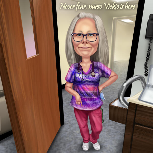 Custom Nurse Cartoon Portrait