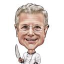 Chef with Knife Cartoon Drawing
