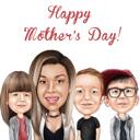 Mother with Children Personalized Portrait