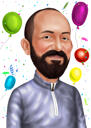 Карикатура на день рождения с воздушными шарами для него по фотографиям