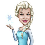 Prinsessa Elsa mukautettu sarjakuvapiirustus