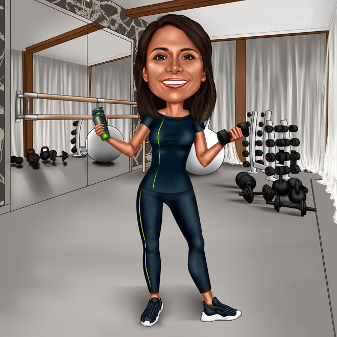 Gym Caricature: Fitness Cartoon from Photo in Digital Style