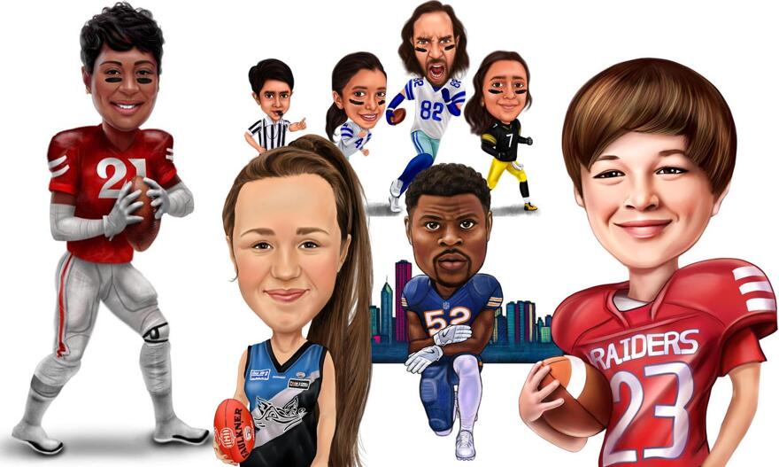 American Football Rugby Caricature