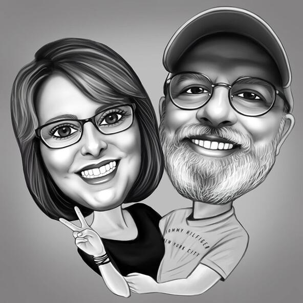 Siyah Beyaz Karikatür Portre