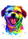 Retrato de caricatura de lazo de perro en estilo acuarela de fotos personalizadas