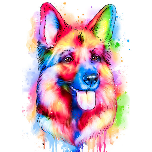 German Shepherd Caricature Portrait from Photo