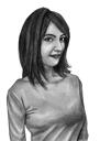 Portrait de femme dessiné à la main en noir et blanc